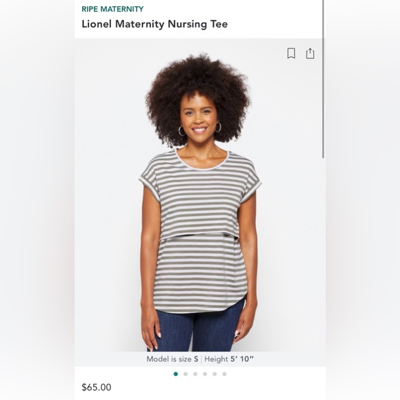 Ripe Maternity • Lionel Maternity Nursing Tee • Green & White Stripes • Small - Picture 2 of 5